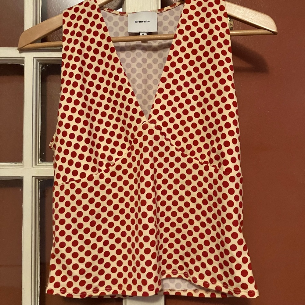 Red and White Crop Tank Top Sleeveless Fitted